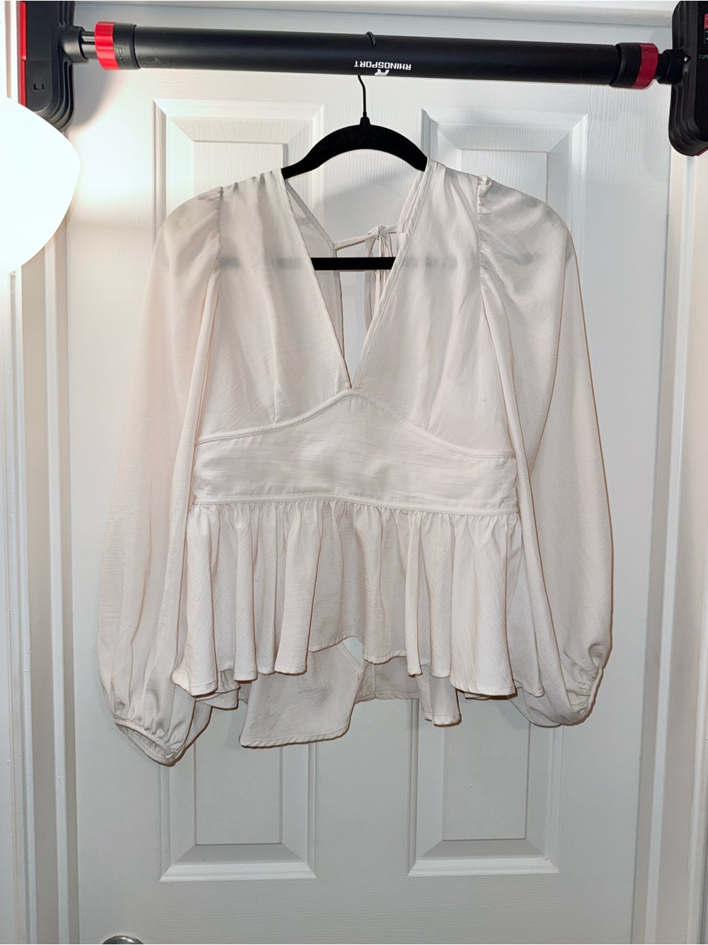painted threads Ivory V-Neck Peplum Blouse